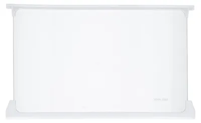 A white panel with rounded corners, set on a white base.