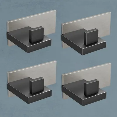 Immagine prodotto di doporro Set 4 Ganci Adesivi da Parete Extra Forti in Acciaio Inox, Senza Forare, per Bagno, Cucina o Camera da Letto, Nero Opaco/Nichel Spazzolato