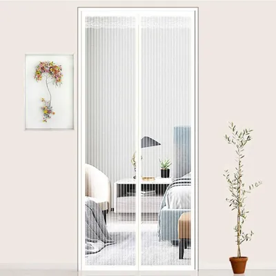 Produktbild von Fliegengitter Weiße Fliegengittertür mit Magneten, 80 x 200 cm, Fliegenvorhang für Türen, Tür-Fliegengitter, magnetischer Türschutz, Türvorhänge zum S
