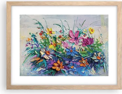 Produktbild von Gerahmtes Poster - Rahmen in heller Eiche - Blumen die Farben pastos - 40x30 cm - Wand Bild - Wanddeko - Wandbilder - Kunstposter - Wandposter - Bilderrahmen - Bilder - Kunstdruck - P2NAA40x30-4521