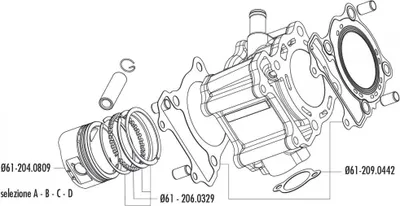 Produktbild von Kolben Satz Polini 169ccm 61mm (D) für Honda 150ccm LC