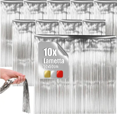 Produktbild von com-four® 10x Lametta - silberfarbene Lametta Girlande für Weihnachten