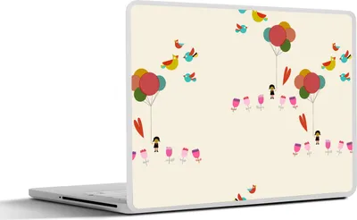 Produktbild von MuchoWow® Laptop Aufkleber Sticker Cover Mädchen - Luftballons - Blumen - Muster - Mädchen - Kinder - Kinder 30x21 cm - Sticker für Laptop - Selbstklebend