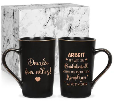 Kaffeetasse mit Spruch, 400 ml, schwarz, Abschiedsgeschenk