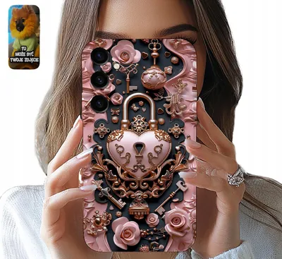 Produktbild von Etui Samsung Galaxy S24 Elegantes Damen Design Vorhängeschloss Herz
