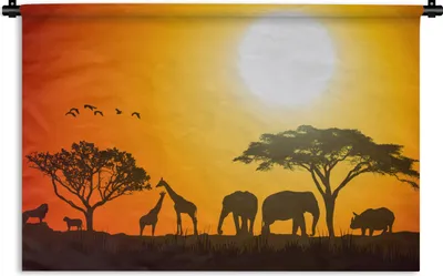 Produktbild von MuchoWow® Wandteppich Wandbehang Elefant - Wilde Tiere - Afrika 60x40 cm Tapisserie Dekoration Wandtuch - Wanddekorationen