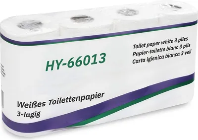 Produktbild von Hypafol Toilettenpapier 96 Rollen 3-lagig Weiß | 150 Blatt je Rolle | Reißfester Zellstoff | Motivprägung