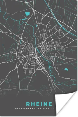Produktbild von MuchoWow® Poster Blau - Deutschland - Karte - Stadtplan - Rheine 120x180 cm - Kunstposter