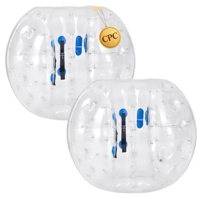 Produktbild von VEVOR 2 Bumper Bälle Aufblasbar 1,2 m PVC Bump Ball Transparent Erwachsene für Garten, Camping, Picknick, Rasen und Schulsport, Auslaufsicheres Drehventil, Verstärkte Gurte und Heißverschweißter Griff