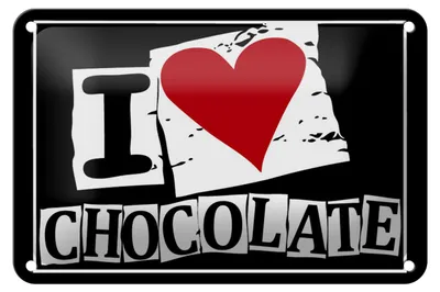 Produktbild von Blechschild Spruch 18x12cm I Love Chocolate (Herz)