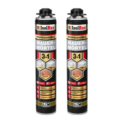Produktbild von Isolbau Mauermörtel Pistolenschaum Montageschaum Klebeschaum 3in1 PolyurethanMörtel 2 x 750ml