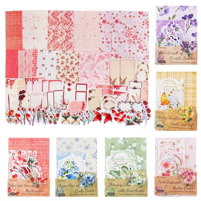 Blumen Scrapbook Papier Set, 480 Stück, 6 Sets, für Journaling & Planer