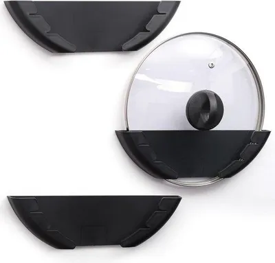 Image de Support de cuisine en plastique pour couvercles de bacs - Rangement pour cuisine - À fixation murale.