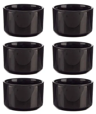 6 runde Porzellanschalen 350 ml, schwarz, 10x10 cm