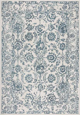 Image de Tapis 160 x 230 cm Wool Loop Yasmin Ivoire/Bleu