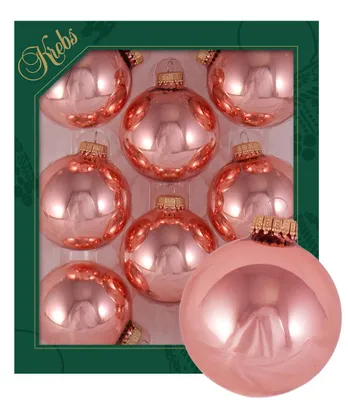 Produktbild von Krebs Glas Lauscha Kugeln im 8er Set - Teerosenglanz - Christbaumschmuck aus Glas - Unifarbende Kugeln - Größe: 7cm - 70069
