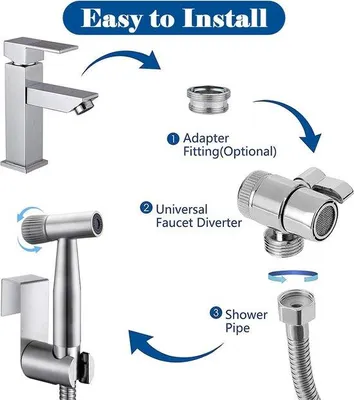 Produktbild von Famanu Handheld Bidet Sproeier mit Druckregelknopf - Edelstahl
