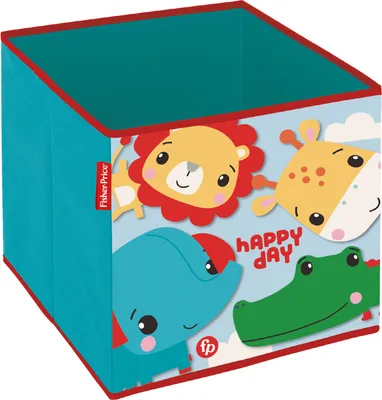 Produktbild von Fisher-Price Tiere Aufbewahrungsbox ohne Deckel stapelbar Spielzeugkiste Kiste Würfel Spielzeugbox Spielebox Toy Box Kinderzimmeraufbewahrung Elefant Löwe Giraffe Krokodil
