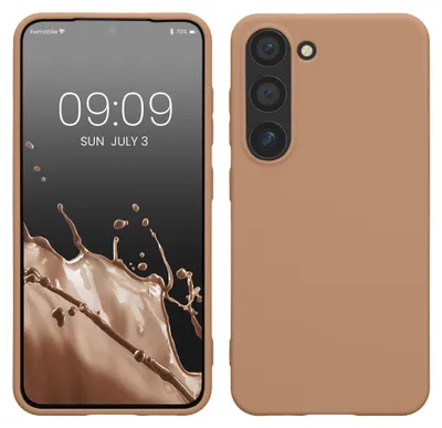 Produktbild von kwmobile Hülle für Samsung Galaxy S23 TPU Case - Handyhülle unterstützt kabelloses Laden, flexible Schutzhülle, gummiertes Cover in Cappuccino