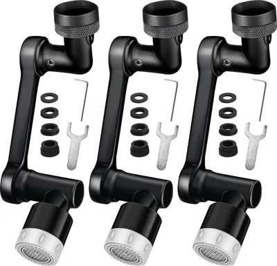 Produktbild von 1080° drehbarer Wasserbelüfter - Wassersparen - schwarz (3 Stück)