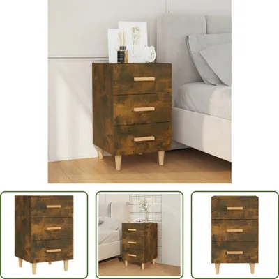 Produktbild von The Living Store Nachttisch Räuchereiche 40x40x66 cm Holzwerkstoff