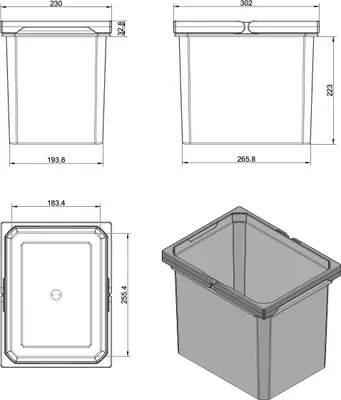 Produktbild von Naber Cox® Systembehälter, hellgrau, 12 Liter