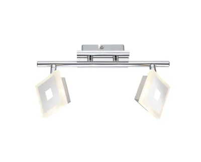 Zdjęcie produktu dla Globo Lighting reflektor chromowany metal, satynowany akryl, dł. x szer. x wys.: 280x110x155 mm, w komplecie 2x LED 5W 230V, źródło 400lm, moc 210lm, 3000K