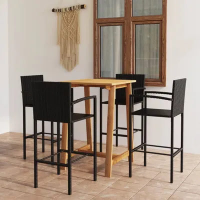 Image de Maison Exclusive - Ensemble de bar de jardin 5 pièces, noir