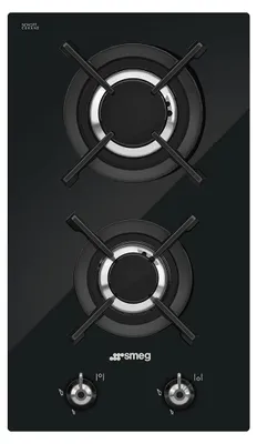 Produktbild von Smeg Classic PV332CN, Schwarz, Integriert, 30 cm, Gaskochfeld, Glas, 2 Zone(n)