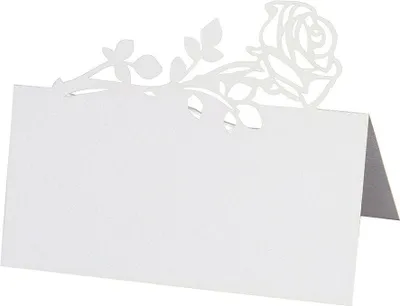 Produktbild von 50pcs Favor Decor Laser Cut Rose Design Blank Tisch Name Platz Karte Für Hochzeit Party Treffen