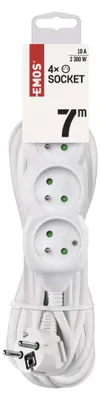 Prodlužovací kabel 7 m / 4 zásuvky / bílý / PVC / 1 mm2