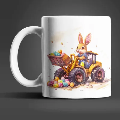Produktbild von Osterhase Radlader Ostereier Ostern Kaffeetasse Teetasse Tasse Geschenkidee