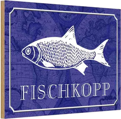 Produktbild von vianmo Holzschild 12x18 cm Fischkopp Fisch Tier Haustier