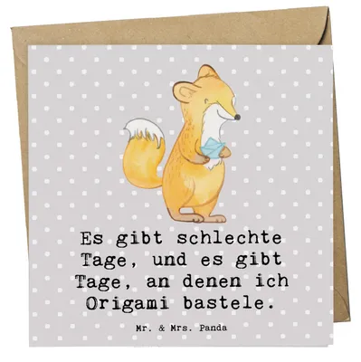 Produktbild von Mr. & Mrs. Panda Glückwunschkarte Fuchs Origami - Grau Pastell - Geschenk, Klappkarte, faltkarte, Basteln, Papierfalten, Grußkarte, anlasskarte, DIY, doppelkarte