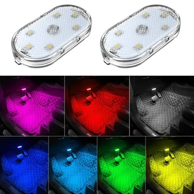 Obrázek produktu pro LED interiérové osvětlení do auta, 2 kusy, 7 barev, USB nabíjení, přenosné