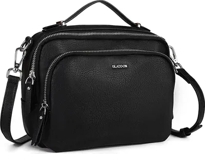 Produktbild von Umhängetasche Damen Schwarz Leder Crossbody Klein Wasserdicht
