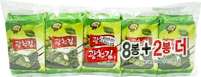 Produktbild von Kwang Cheon Kim Gewürzter Seetang Snack mit Olivenöl 10x5g=50g