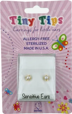 Produktbild von Studex Sensitive Tiny Tips Chirurgenstahl vergoldet Ohrstecker Kronenfassung mit Perle 4mm