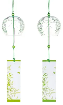 Produktbild von 2 japanische Windspiele, Orchideengras-Windspiele, handgefertigte Glasanhänger, Hochzeitsgeschenk, Gartenfenster, Dekoration für drinnen oder draußen.
