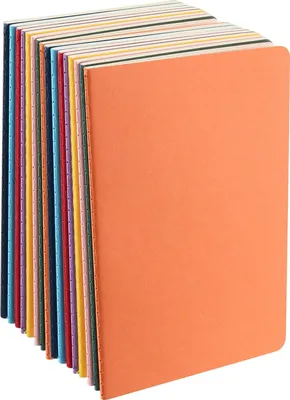 Produktbild von 16 Stück liniertes A5 Notizbuch Multipack - 60 Seiten - Kraftpapier Cover - Schule & Büro - Familie - 8 Farben