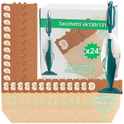 Staubsaugerbeutel, 24 Stück, kompatibel mit Kobold VK130/131