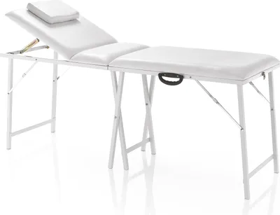 Produktbild von Tragbare Kosmetikliege, klappbare Tragkr. max. 170kg, transportabel mit Tragetasche, weiß