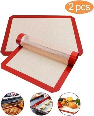 Produktbild von 2-teilige Silikon-Backmatte 40 x 30 cm, gesunde Silikon-Backmatte für den Backofen, antihaftbeschichtet und wiederverwendbar