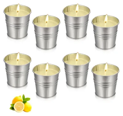 Immagine prodotto di Elzusha - Set di 8 candele profumate alla citronella, ideali per l'uso esterno