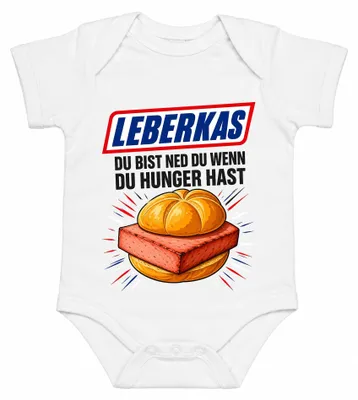 Produktbild von Leberkas Du bist ned du wenn du Hunger hast Trachtenshirt Lederhose Baby Body, Weiß, 3/6
