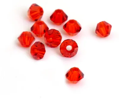 Produktbild von Vintageparts Kristallglasperlen Bicone rot 3 mm facettiert, 10 Stück