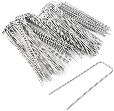Obrázek produktu pro Unyqoos® Ocelové U-kovové zemní kotvy, pozinkované, 14 cm – 200 kusů, vhodné pro umělý trávník, geotektextilie, okraje trávníku a ploty