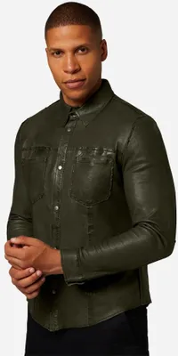 Produktbild von Lederhemd Reverse Shirt Roberto 2in1 Lammnappa – olive / M