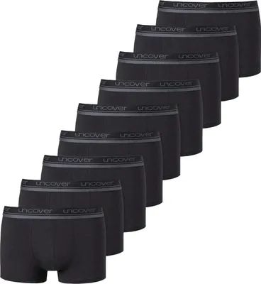 Produktbild von uncover by Schiesser 9er Pack Basic Retro Short / Pant Shorts mit Logo-Webgummibund, Komfortabel und formstabil, In perfekt sitzender, elastischer Single-Jersey-Qualität schwarz 3XL