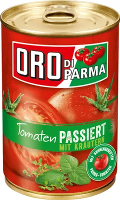 Produktbild von Oro di Parma Tomaten Sonnengereifte passiert mit Kräutern 425ml
